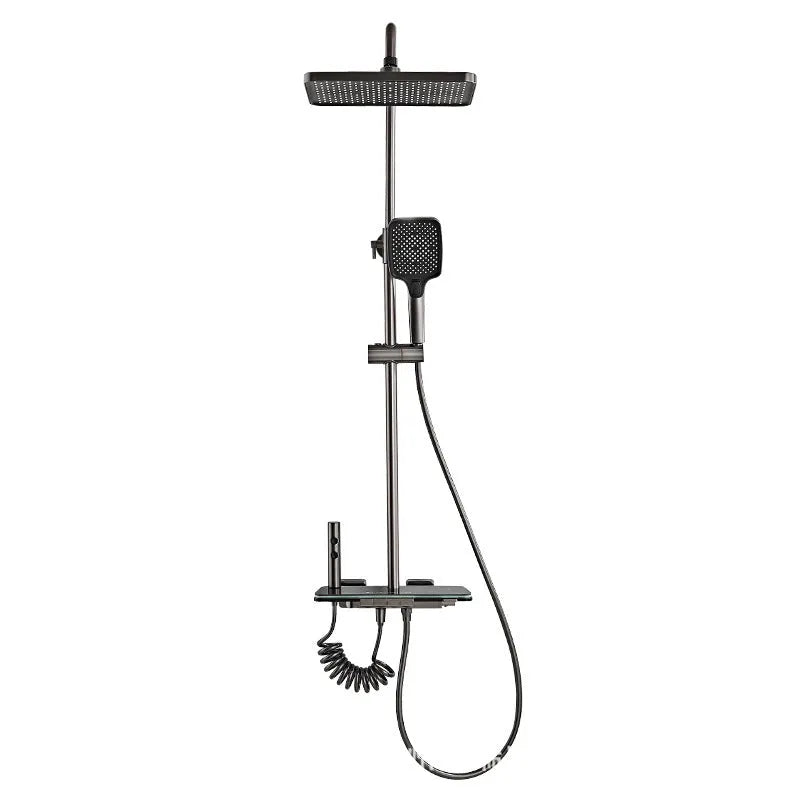 Aluminium digital display shower head set in white or grey with temperature control