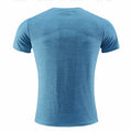 Men's short sleeve polyester spandex sports t-shirt for running and workouts on a mannequin