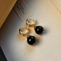 Maillard tigereye geometric earrings for women with gold plating in brown and black colours