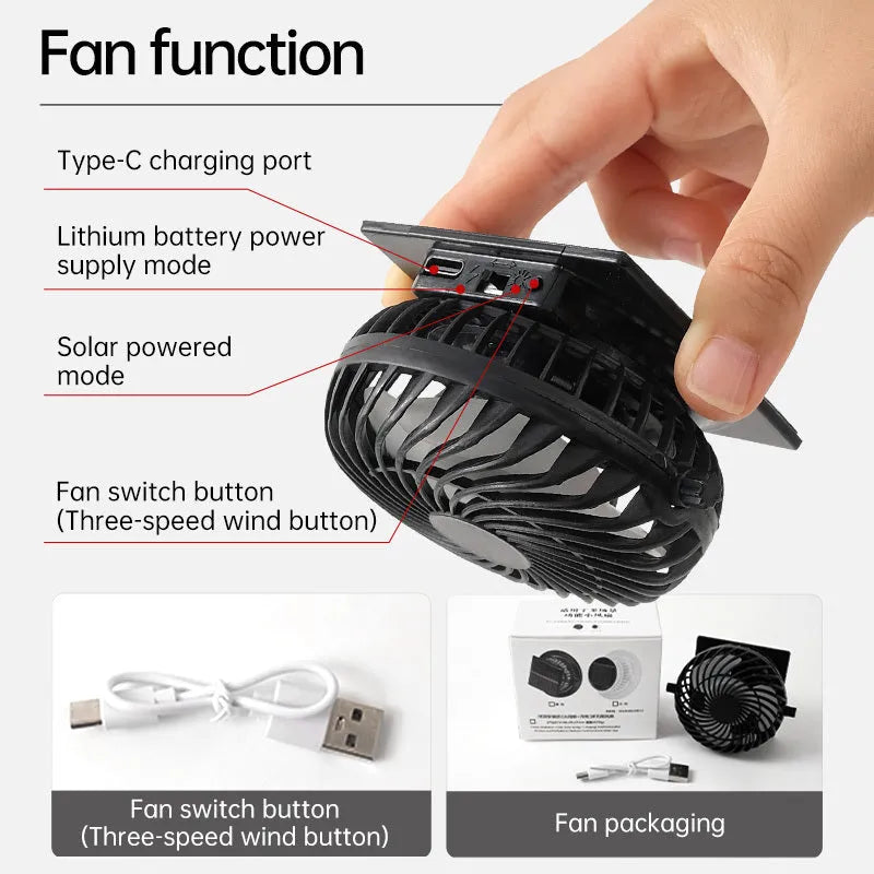 Solar-powered fan hat with adjustable brim and built-in cooling fan for outdoor use