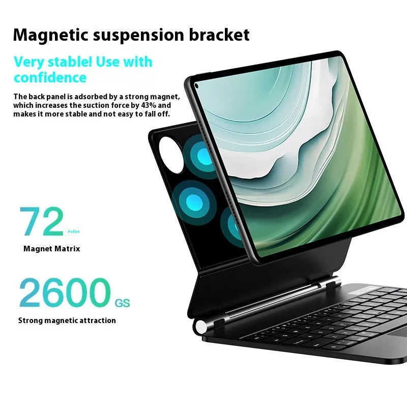 Huawei Matepad magnetic wireless keyboard cover in black with protective PU leather case