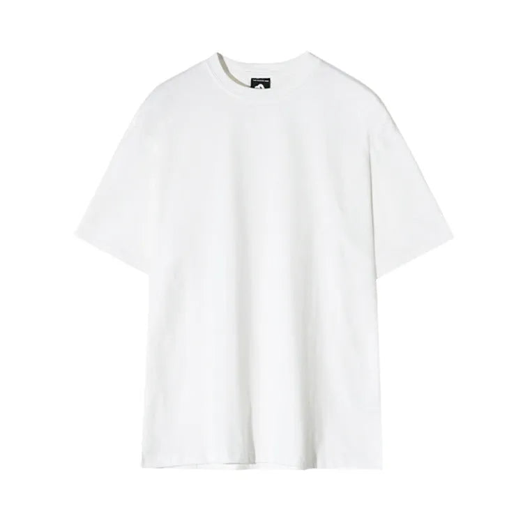 Men's slim fit cotton T-shirt with round neck and short sleeves in white solid colour