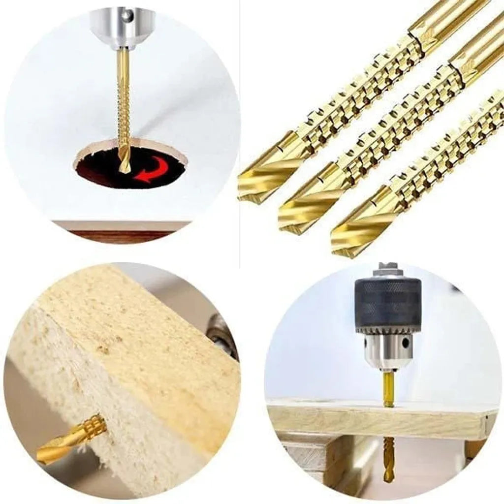 6-piece high-speed steel wood drill set with bits 3-8mm diameter