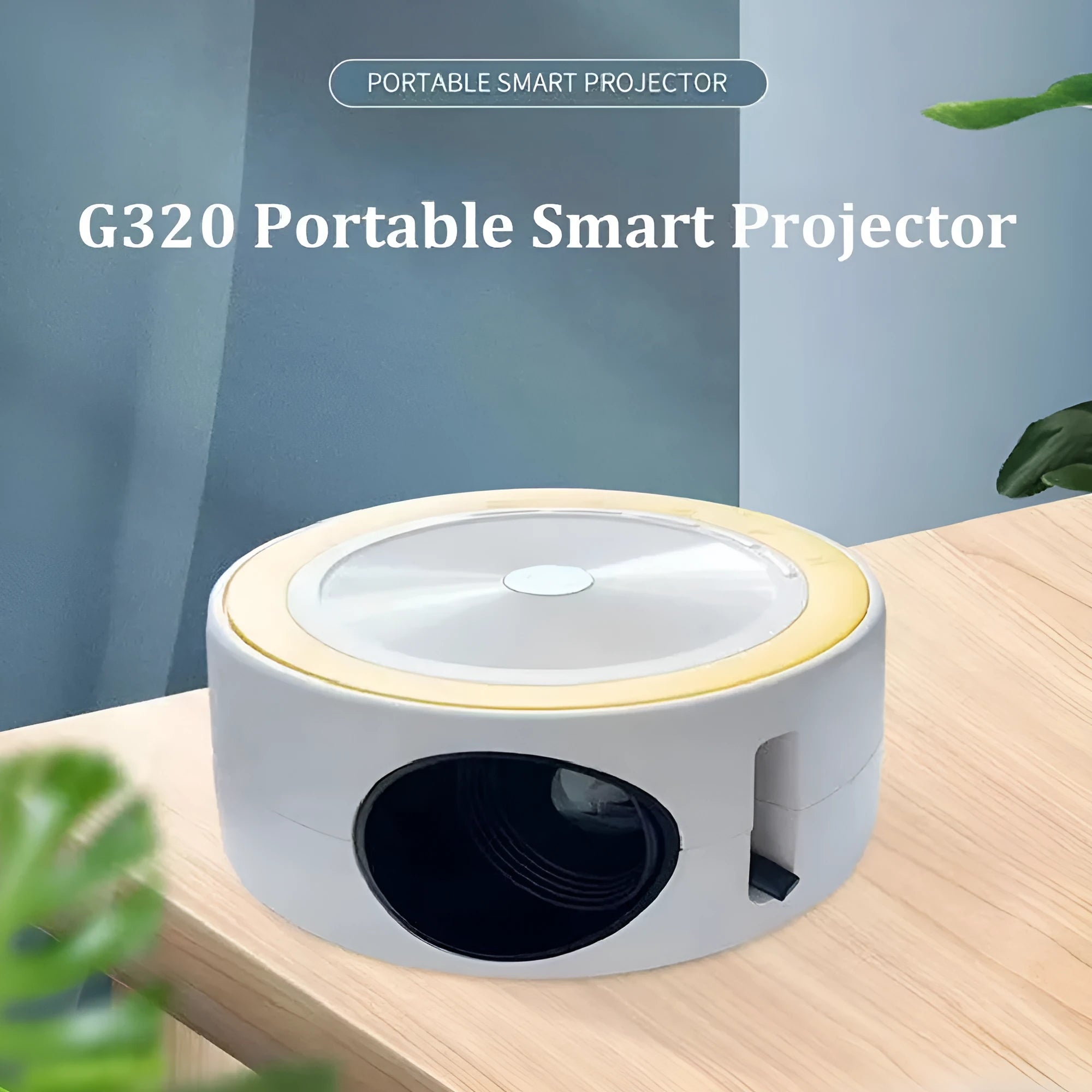 YT200 compact LED projector in black, white, yellow and white, or blue and white colours with remote control