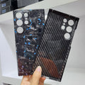 Forged carbon fibre phone case for Samsung S25 Ultra in bright black with heat dissipation