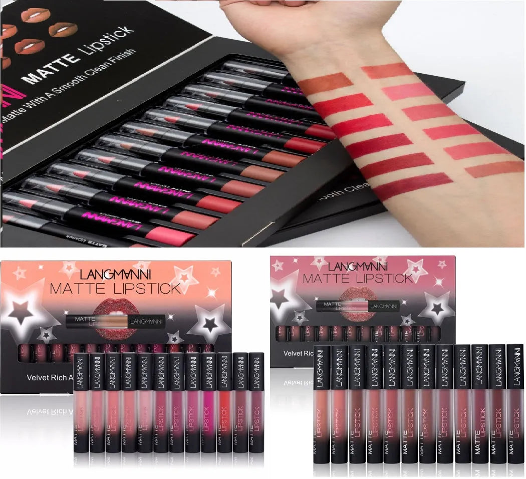 Langmanni matte lipstick set waterproof long-lasting velvet 12 pieces 6ml each