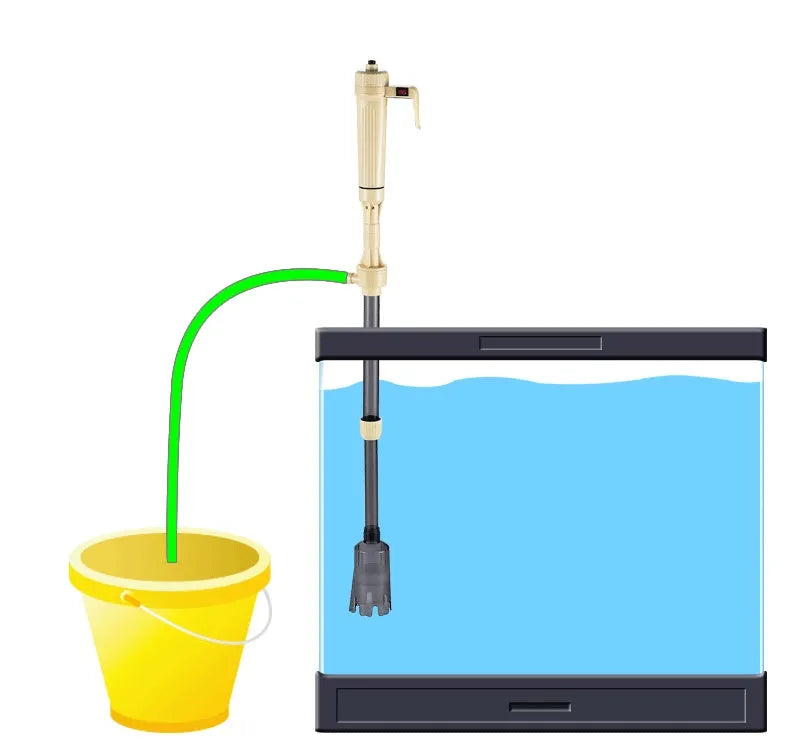 Light yellow electric fish tank sand washer with 90-degree right angle head and anti-skid grip