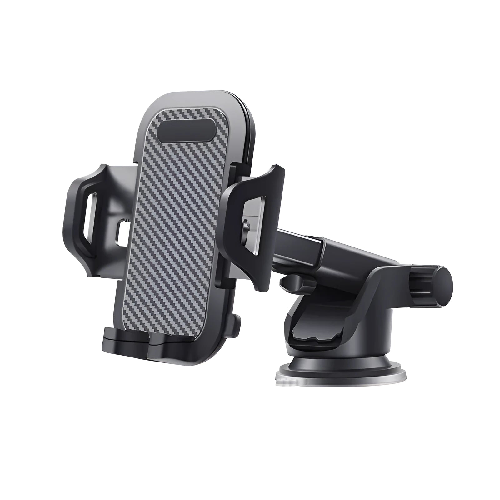 Black car phone holder for 4.0-7.0 inch smartphones with adjustable grip mechanism