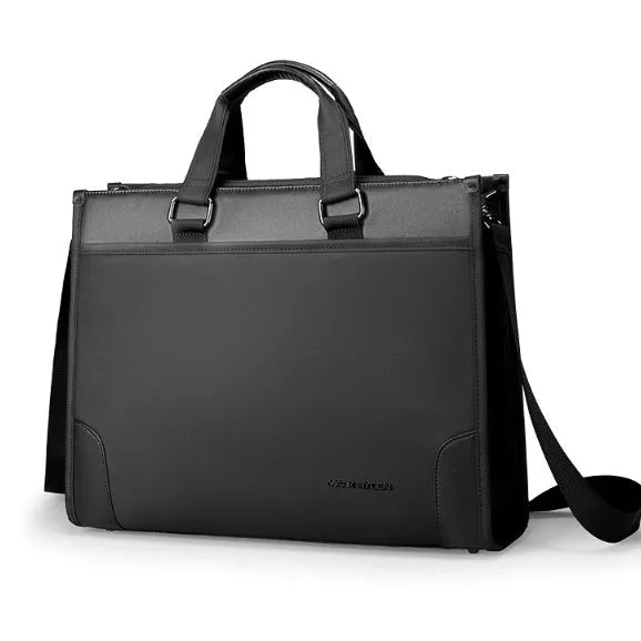 Black Oxford cloth handheld business briefcase with polyester lining for notebook computer travel