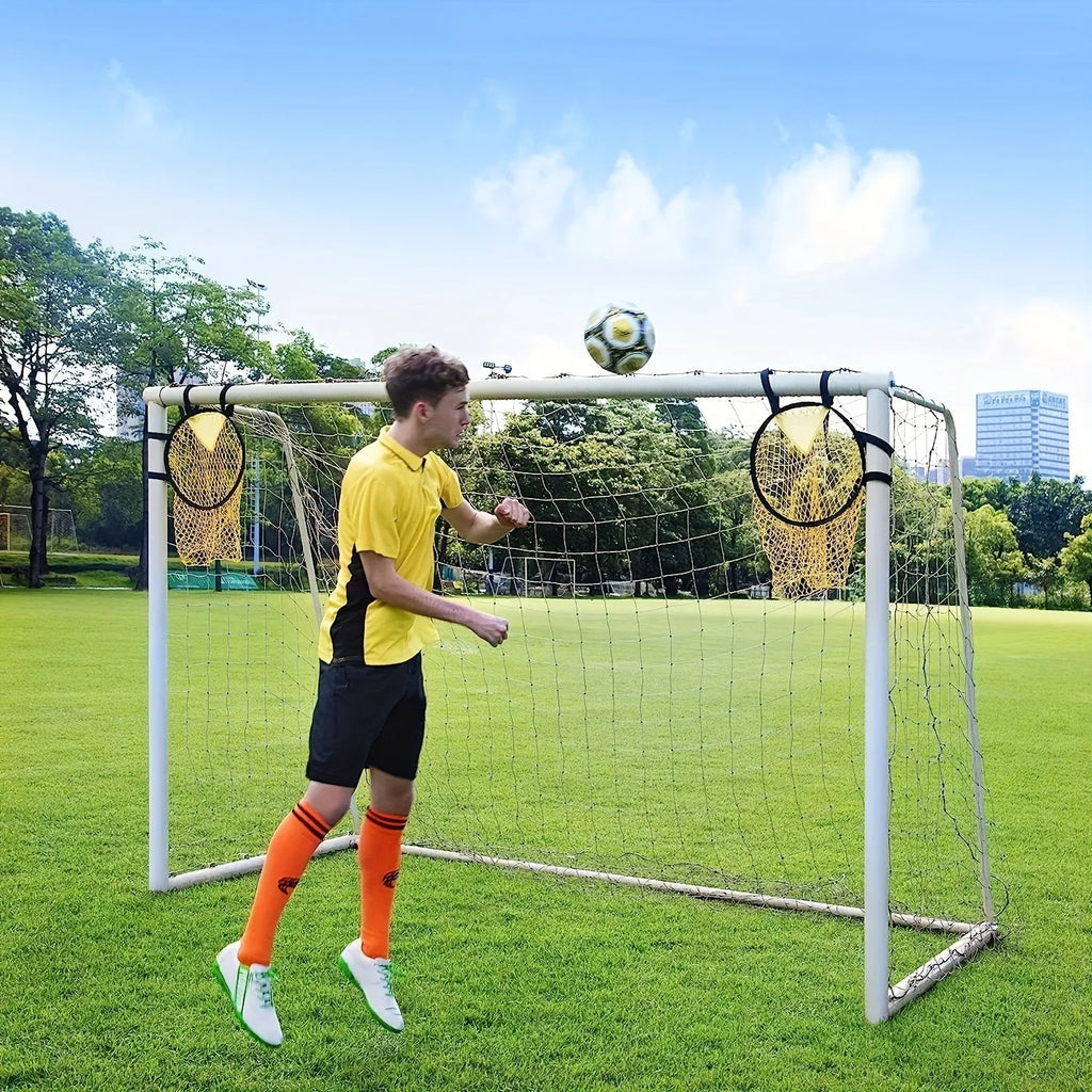 Portable soccer training goal net in black or yellow for practice drills