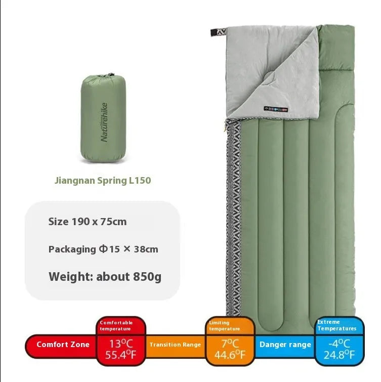 Portable adult sleeping bag for camping with storage bag in Jiangnan spring colour