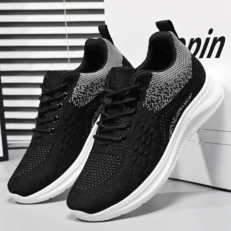 Women's lace-up sneakers in breathable mesh cloth, solid colour, round toe, PVC sole