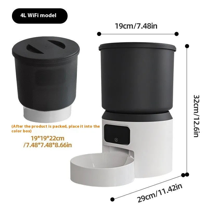 4L smart pet feeder with remote monitoring and timing functions for cats and dogs