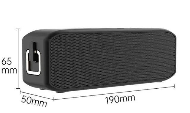 Black waterproof Bluetooth speaker with control buttons and USB interface