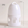 White plastic pigeon drinking bottle with nipple feeder in 1L, 3L, and 5L sizes