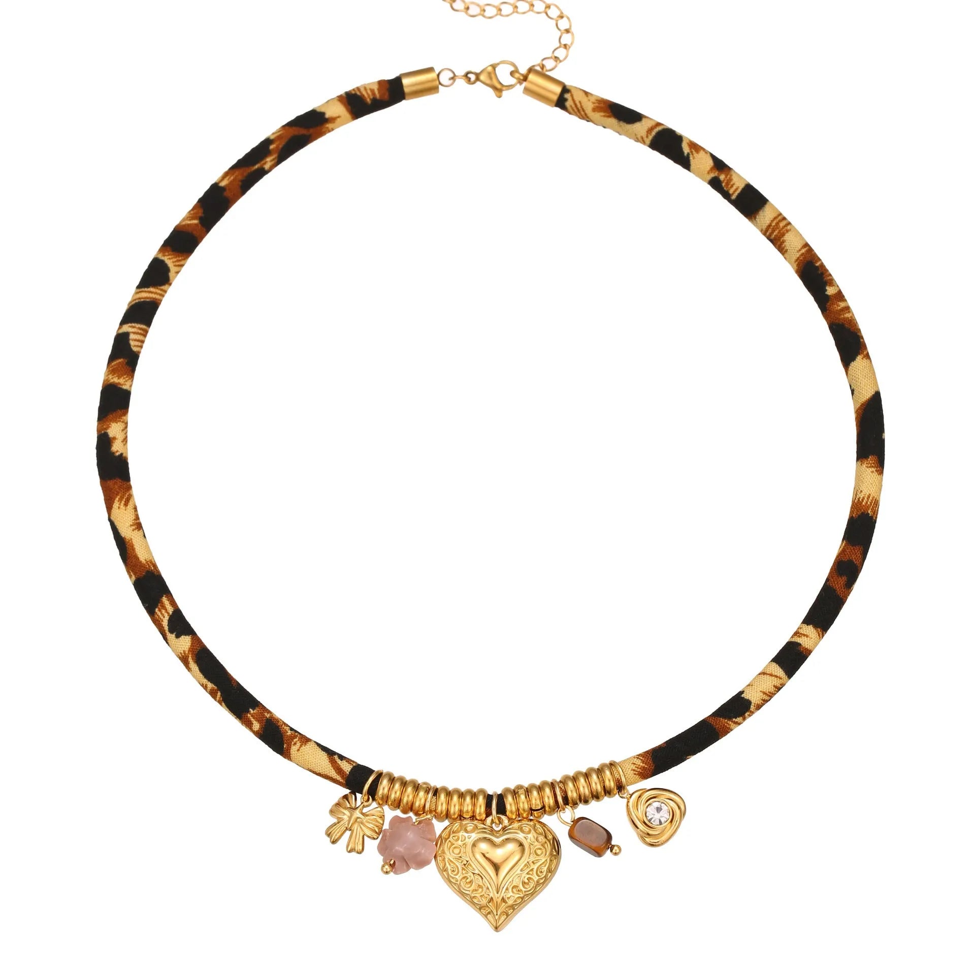 Leopard series stainless steel necklace with geometric pendant on a gold-colour chain