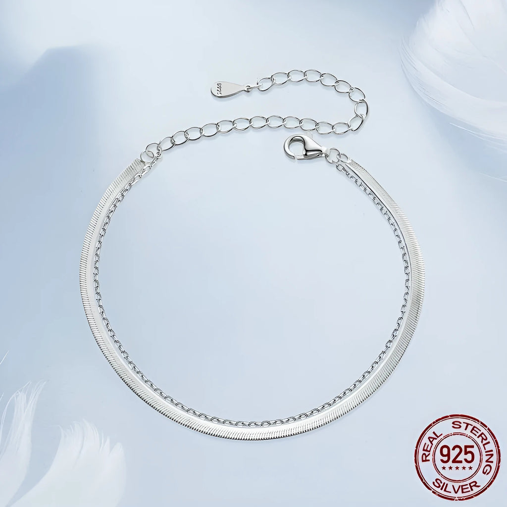 S925 sterling silver double-layer bracelet for women in electroplated BSB193 colour, single piece