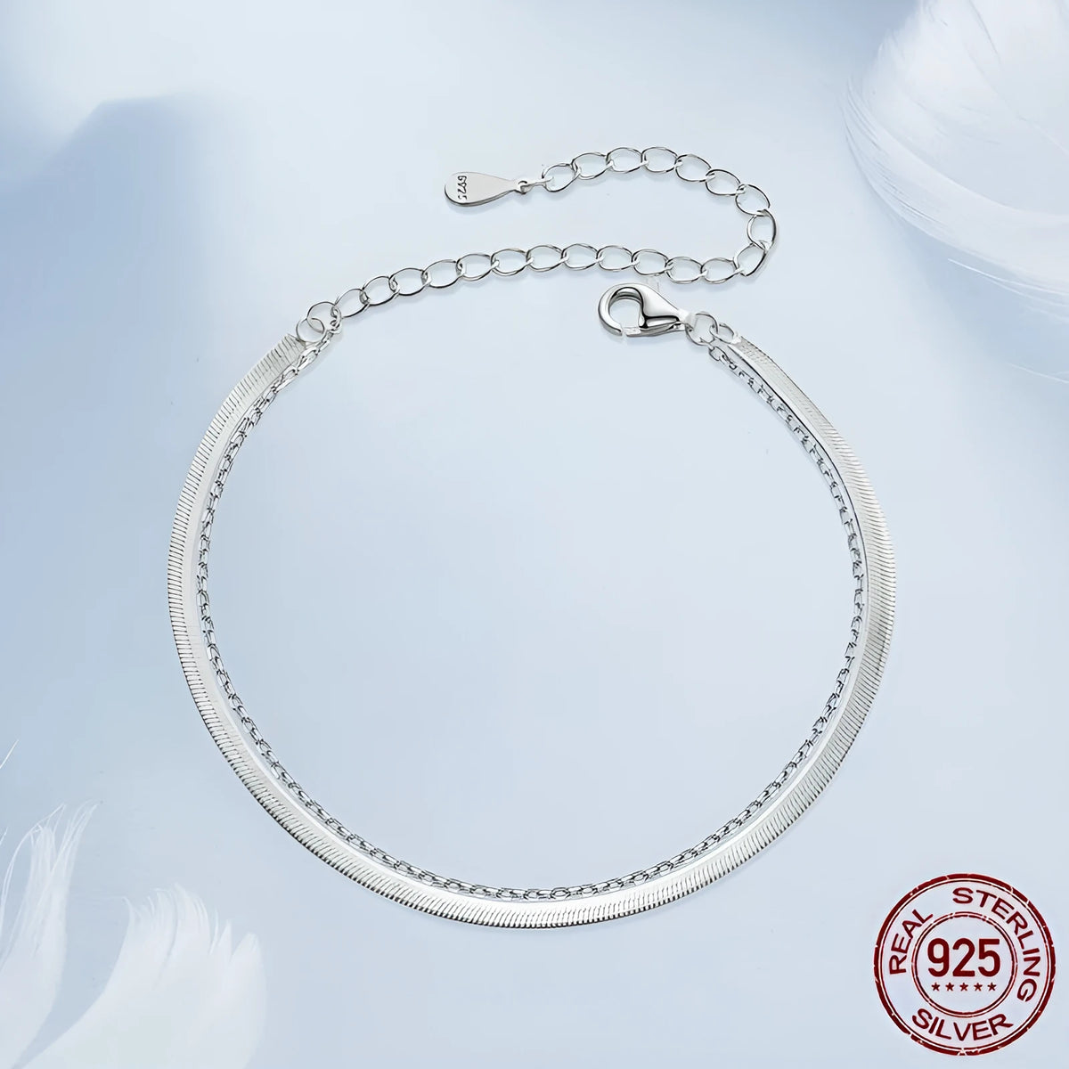 S925 sterling silver double-layer bracelet for women in electroplated BSB193 colour, single piece
