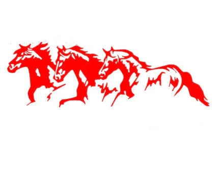 Three Horses steed design car decal sticker in black, measuring 25cm by 8cm