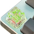 Resin starry sky keycap for mechanical keyboards in transparent design with glitter particles