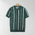 Men's short-sleeved ice silk polo shirt in loose fit with decorative zipper detail.