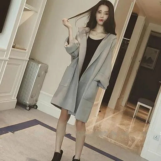 Plus size women's loose fit thin coat with lace details in black, grey or pink colours