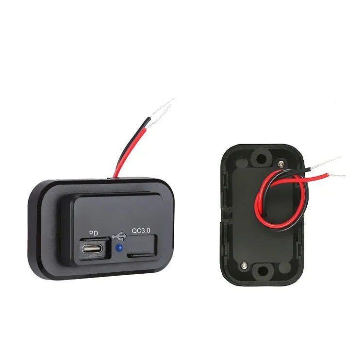 Black QC3.0 PD3.0 car fast charger with TYPE-C port for 36W device charging