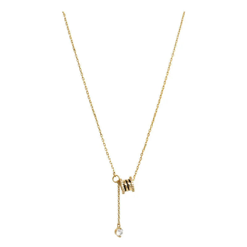 Gold plated copper choker necklace, 38 cm with 5 cm extension chain, Korean style short necklace