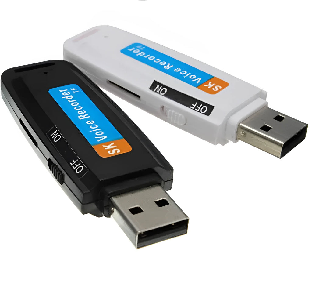 SK-001 black and white creative gift USB flash drive showing front and side views.
