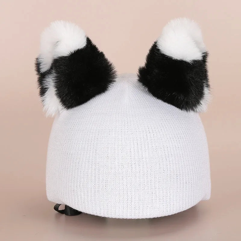 Plush fabric ski helmet decoration with cartoon designs in various colours for helmet personalisation