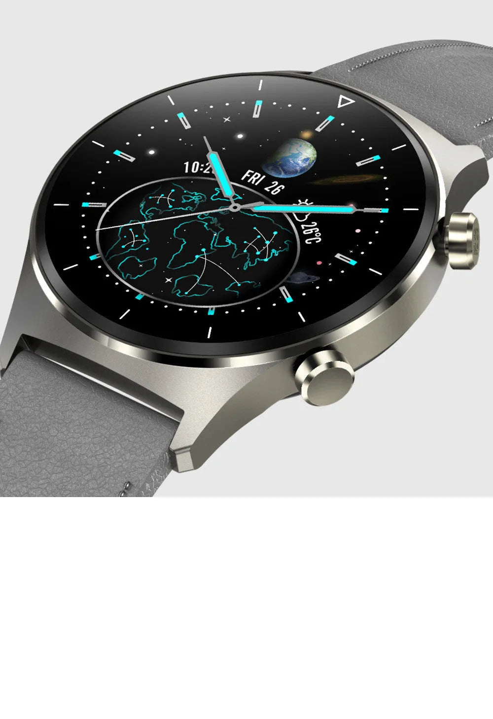 Black Bluetooth smart watch with alloy dial and silicone strap showing health tracking features