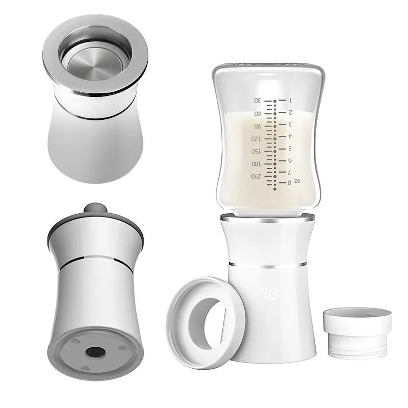 Automatic portable USB milk heater in white polypropylene with red accents