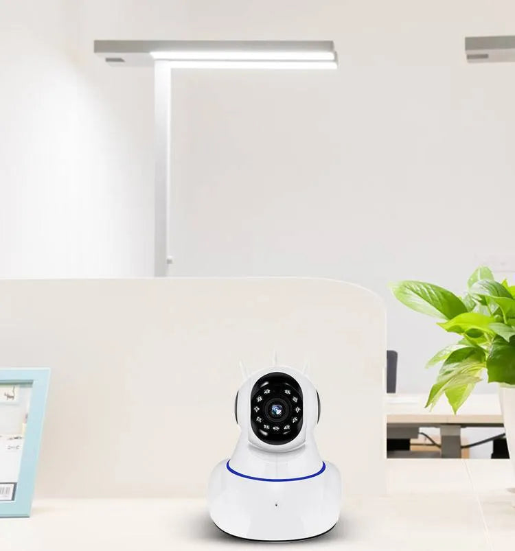 White wireless dome security camera with 2MP HD resolution for indoor outdoor surveillance