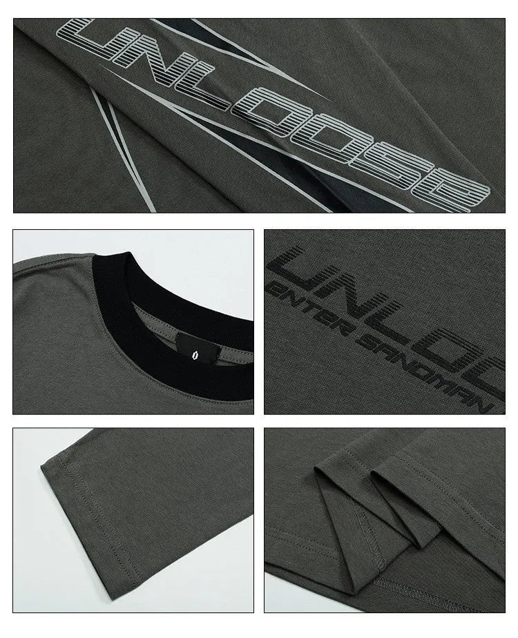 Grey cotton pullover jumper with drop shoulder sleeves and round neck in loose fit style