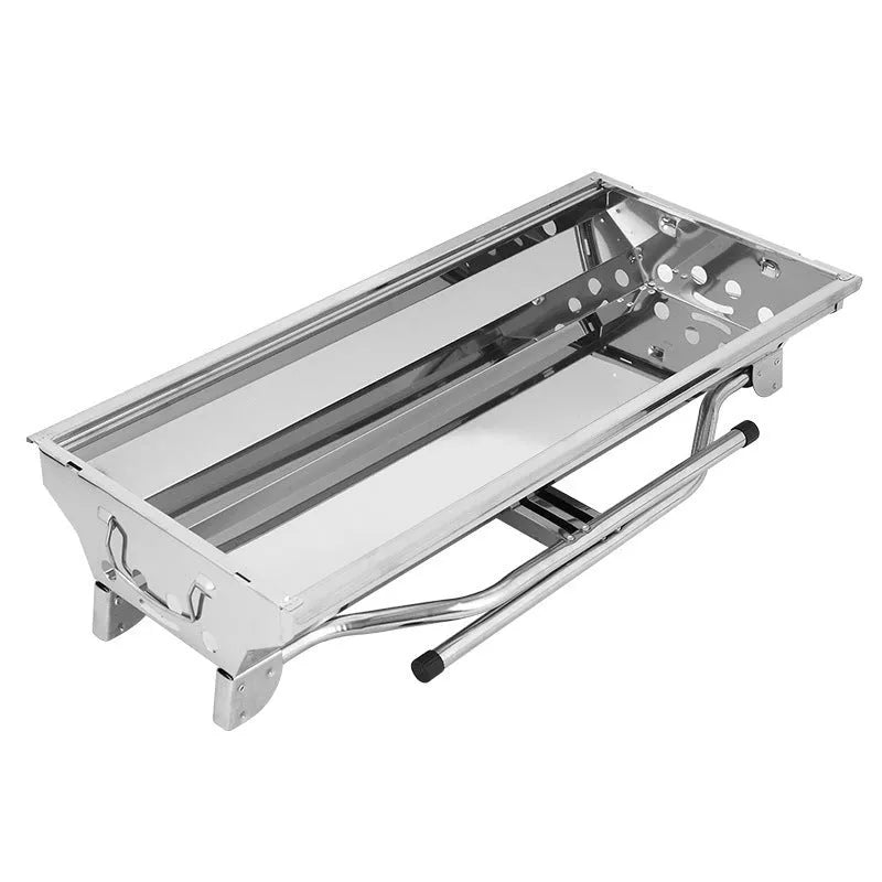 Stainless steel portable barbecue oven with charcoal grill and 72cm cooking width