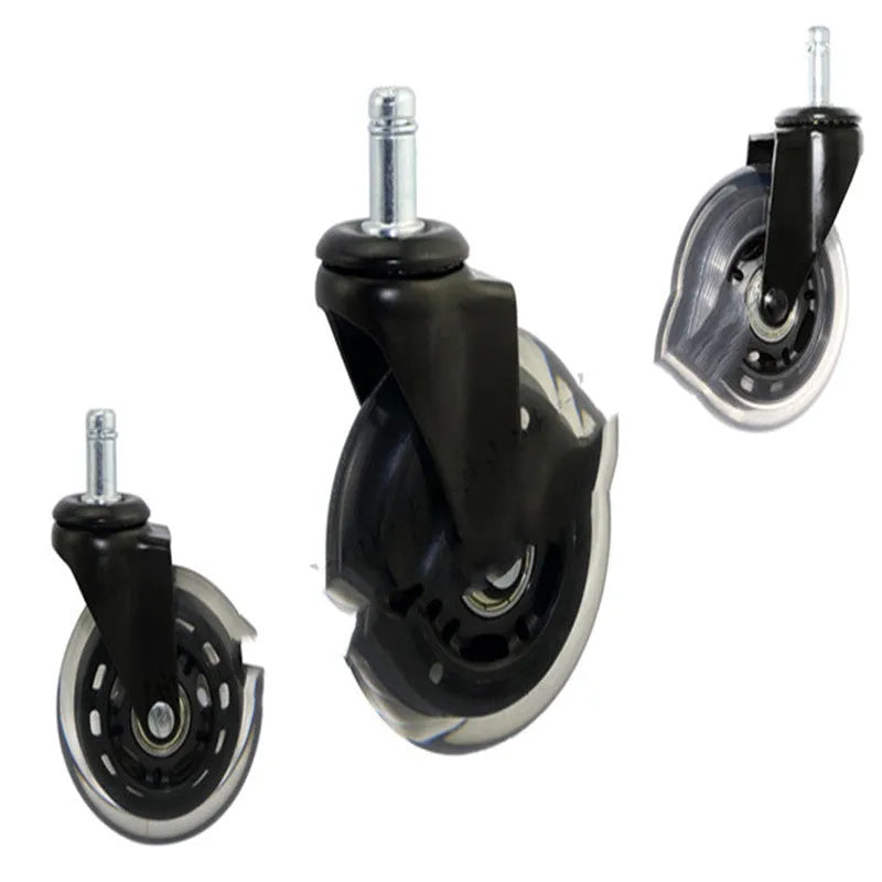 Benyu 2.5 inch black transparent rubber caster set of 5 for furniture replacement wheels