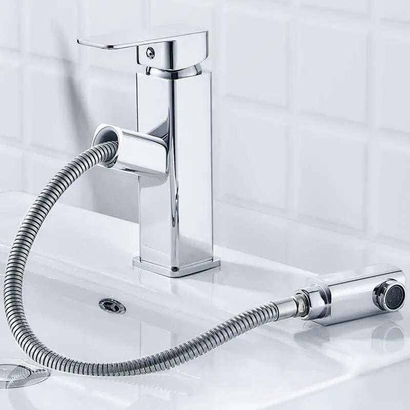 Brass square lever pull faucet with brushed gold electroplated finish