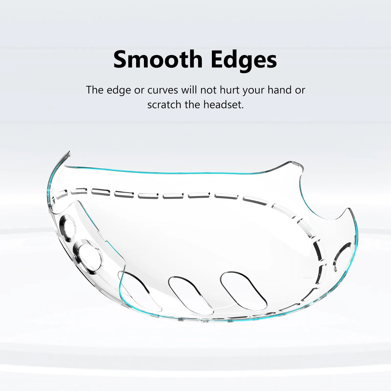 Transparent PC protective case for VR glasses with silicone edges on a white background