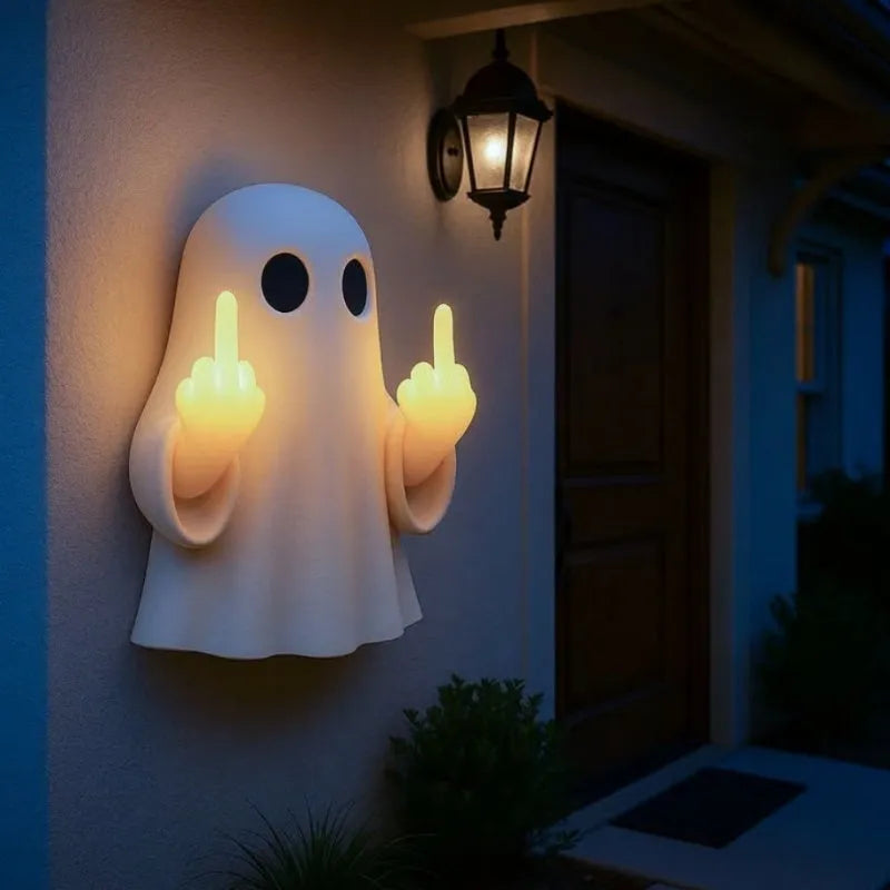 White plastic ghost statue night lamp with soft lighting for Halloween decor