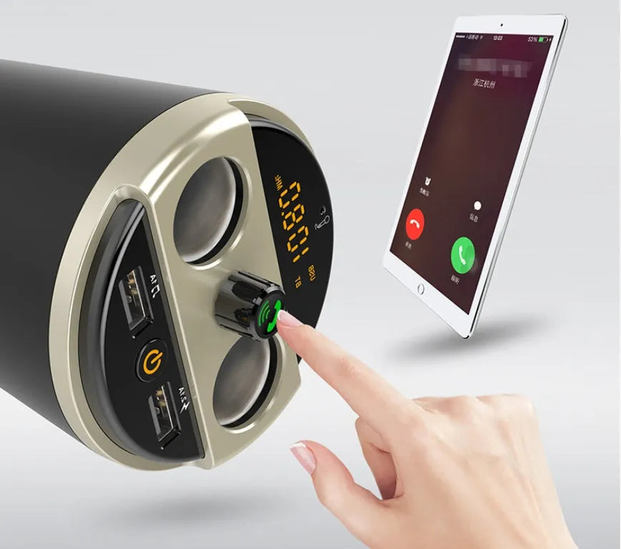 Cup holder Bluetooth car MP3 player FM transmitter with dual USB charging port in black