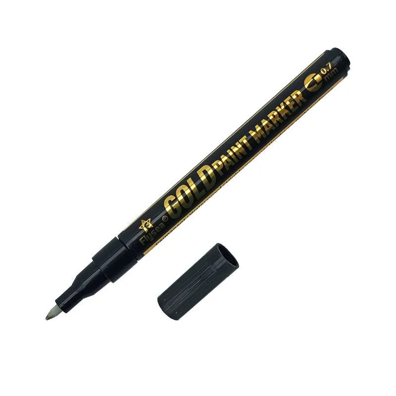 Flysea 3.0mm chrome metal marker pen with reflective paint for writing on multiple surfaces.