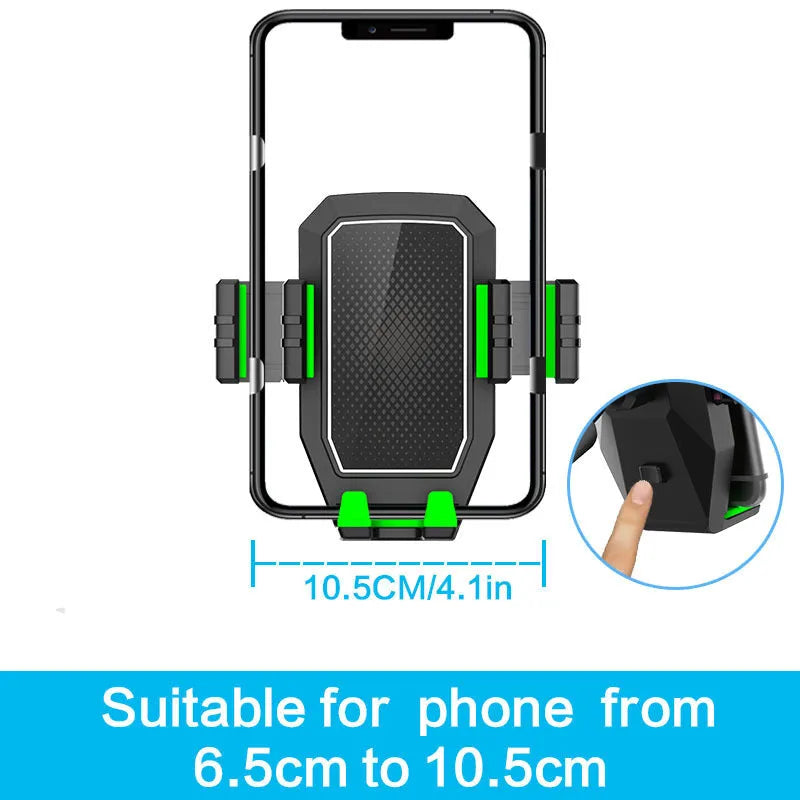 Green car kettle and mobile phone holder drink rack showing dual compartments for vehicle use