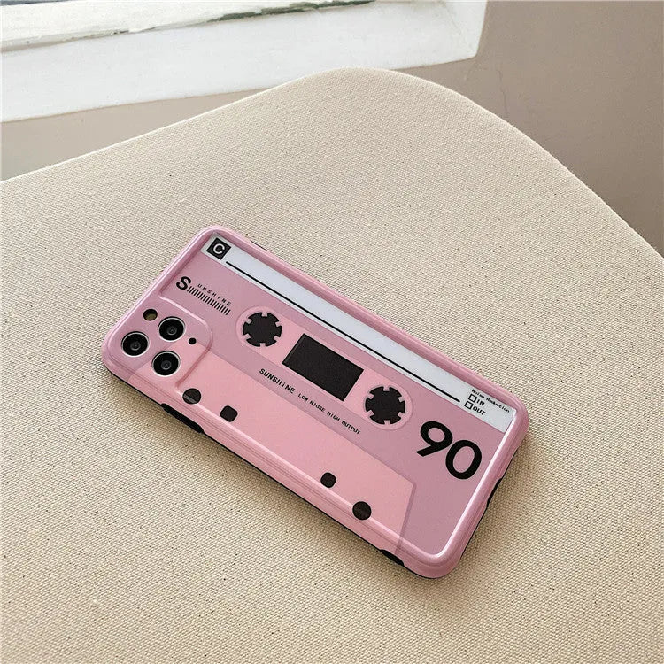 Pink tape silicone back cover phone case for iPhone showing flexible protection