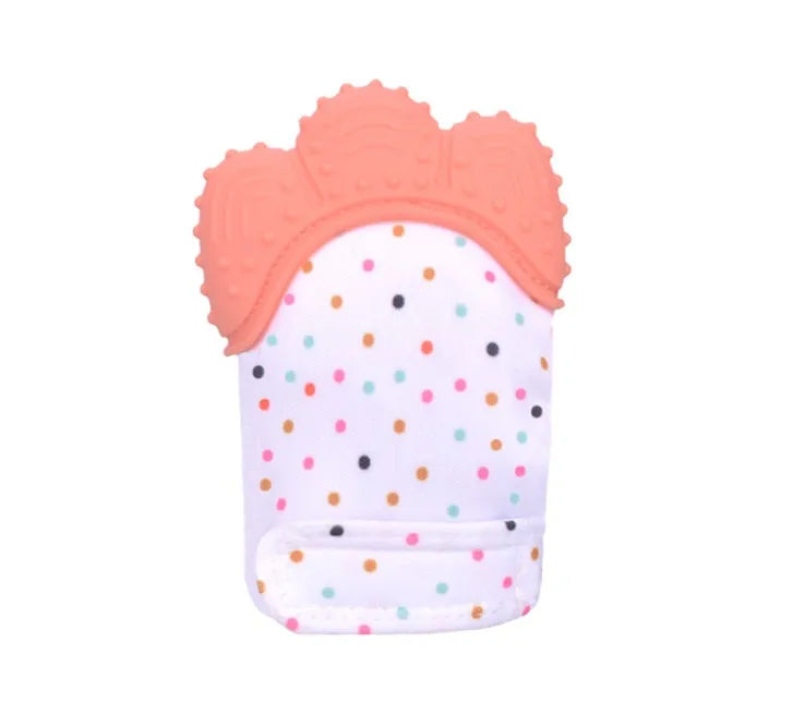 Silicone baby teether glove with Velcro strap in blue colour