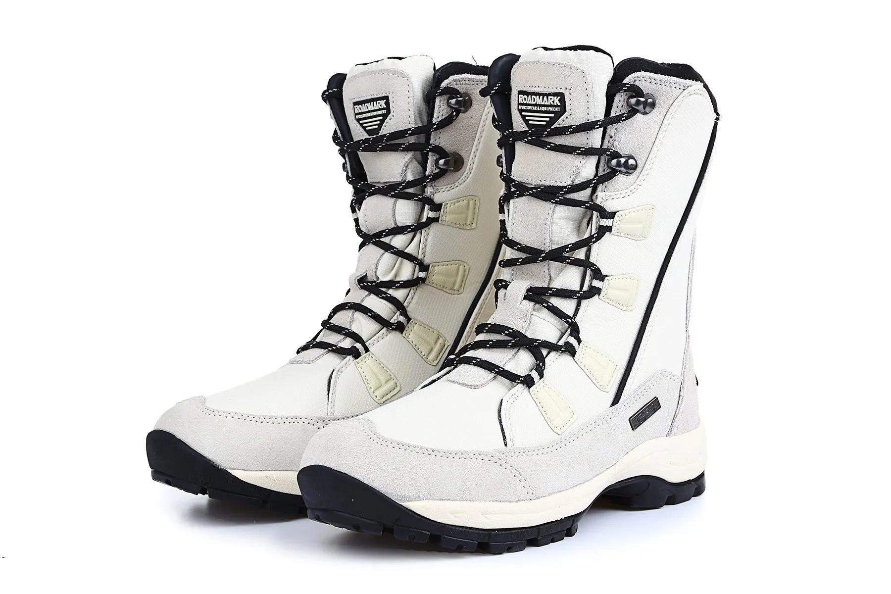 Women's mid-calf length thermal snow boots in genuine leather with round toe design