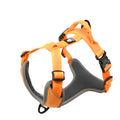 Pet reflective chest vest with 3M reflective wire and flush strap in orange, shown on a dog