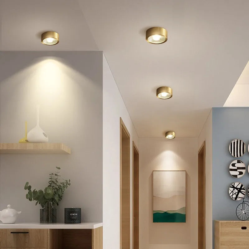 All-copper surface mounted LED downlight available in 8cm, 10cm, 12cm diameters with adjustable colour temperature 3000K-6000K