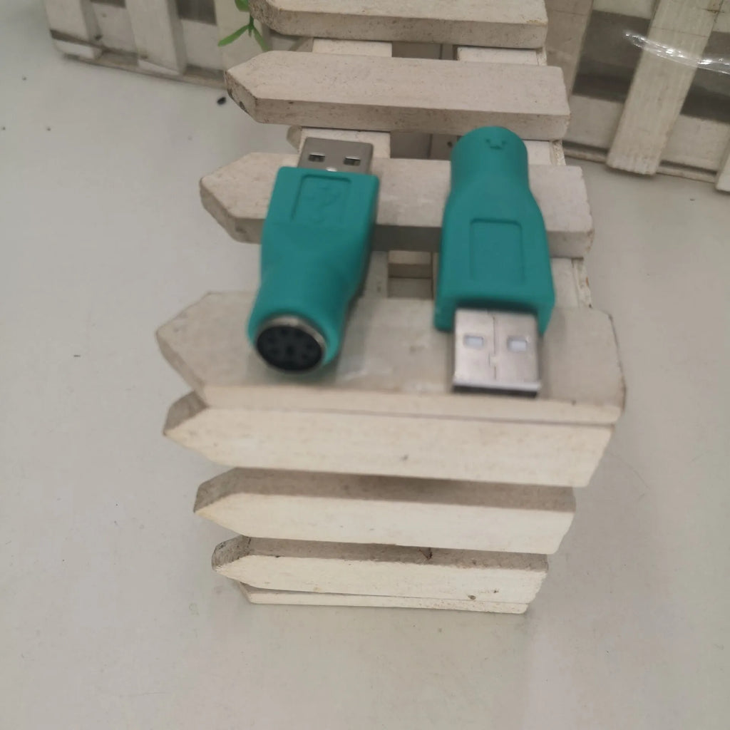 PS2 to USB adapter with green 1-metre copper cable for computer use