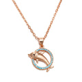 Romantic dolphin copper pendant necklace available in rose gold and silver finishes