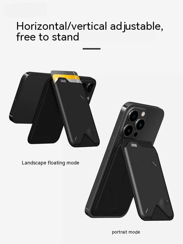 Black Magnetic Flip Card Holder G02 two-in-one wallet and phone holder, TPU artificial leather, 100mm
